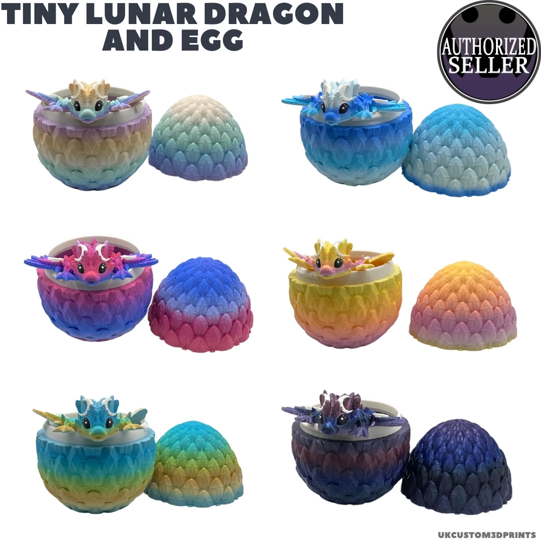 3D Printed Tiny Lunar Dragon and Egg - Articulated - Fidget Gift