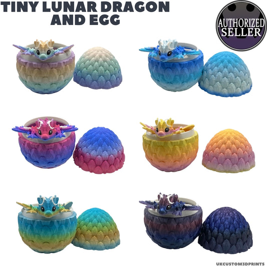 3D Printed Tiny Lunar Dragon and Egg - Articulated - Fidget Gift