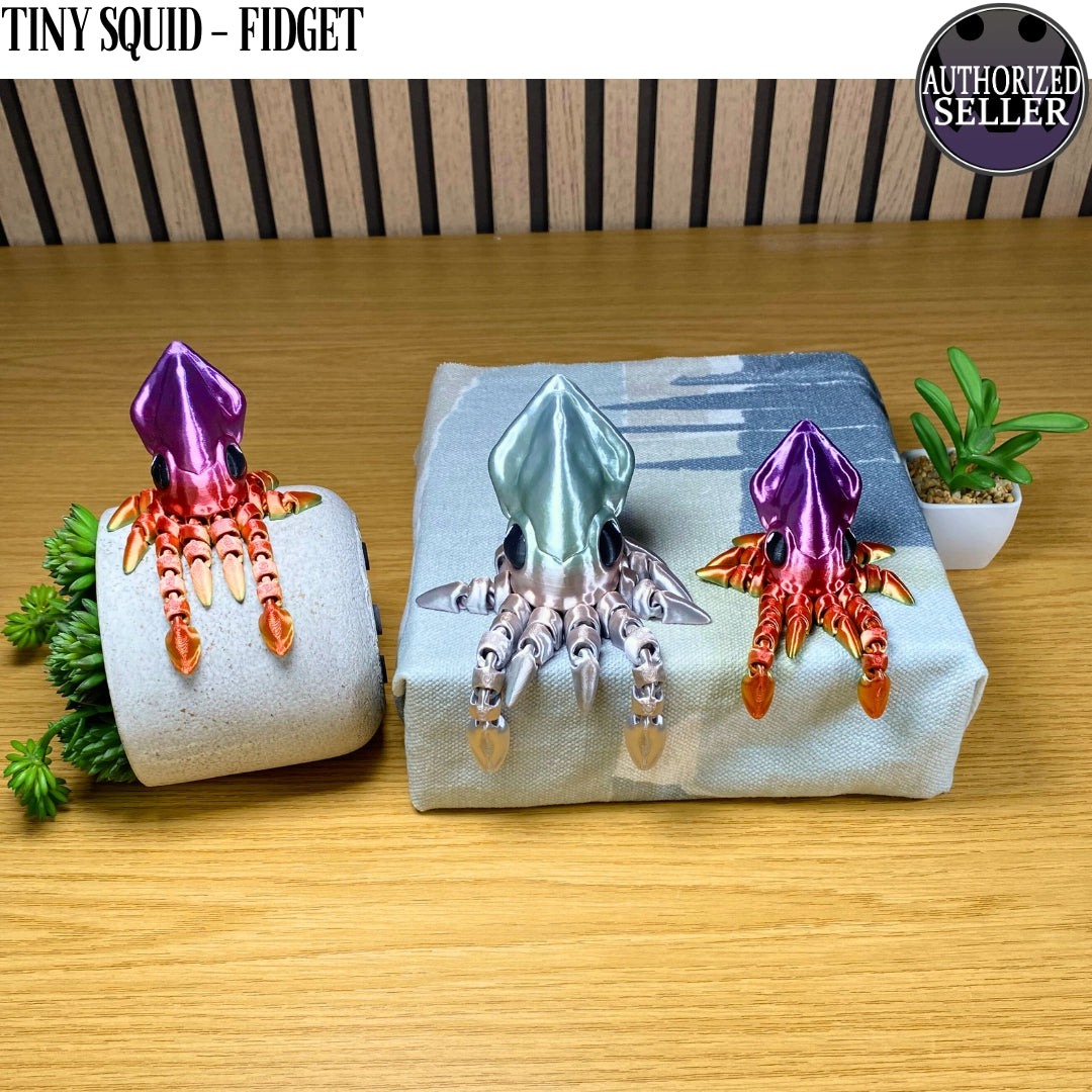 3D Printed Tiny Squid - Articulated - Fidget Gift