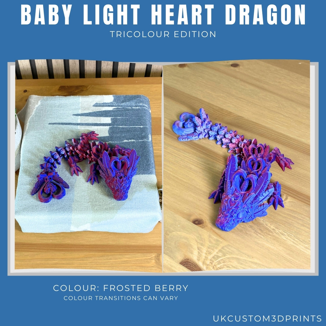 3D Printed - Baby Light Heart Dragon - TriColour Edition