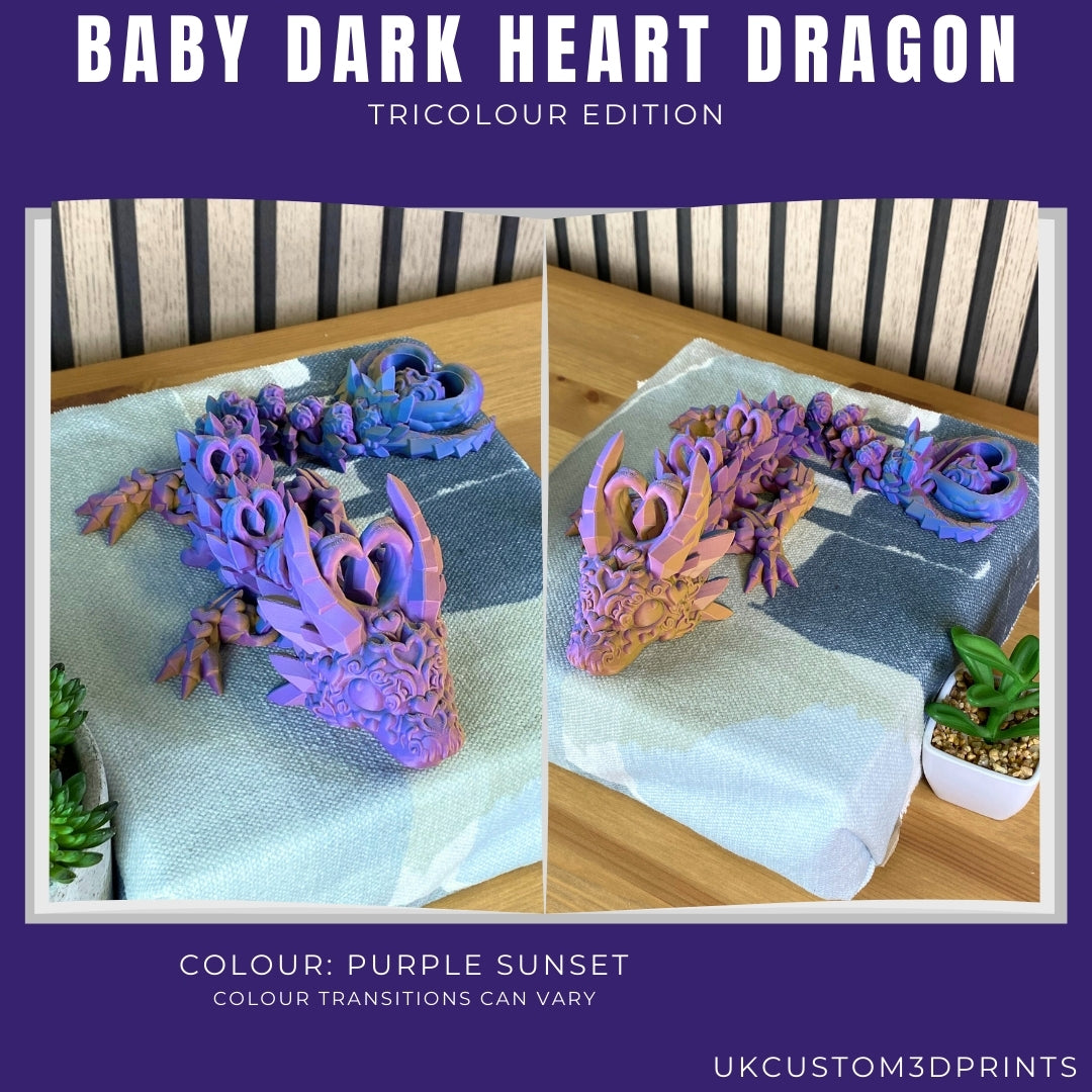 3D Printed - Baby Dark Heart Dragon - TriColour Edition