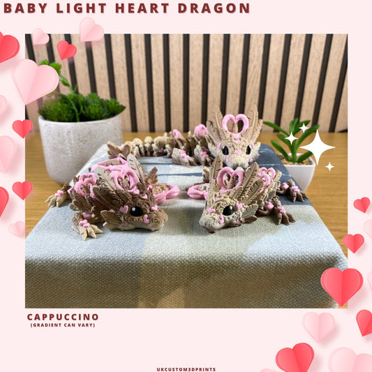 3D Printed - Baby Light Heart Dragon - Articulated Fidget