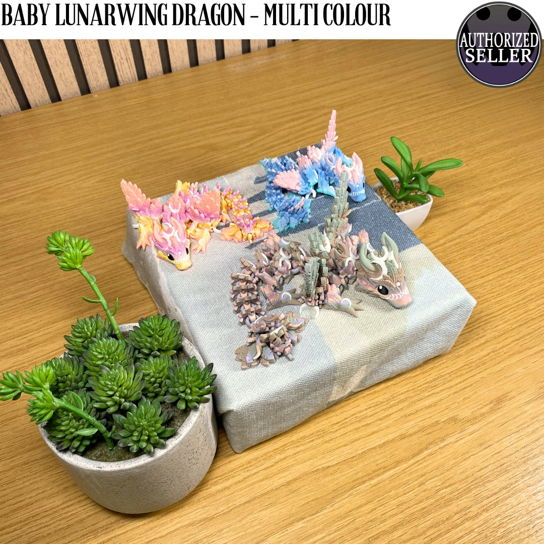 3D Printed Baby Lunarwing Dragon - Multi Colour - Articulated - Fidget Gift
