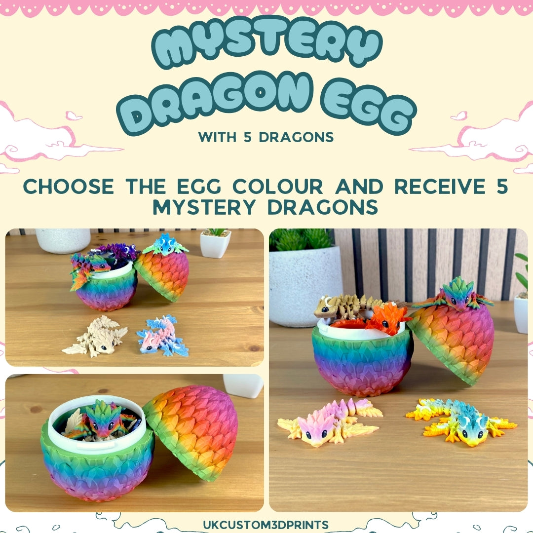 3D Printed Mystery Dragon Egg with 5 Dragons