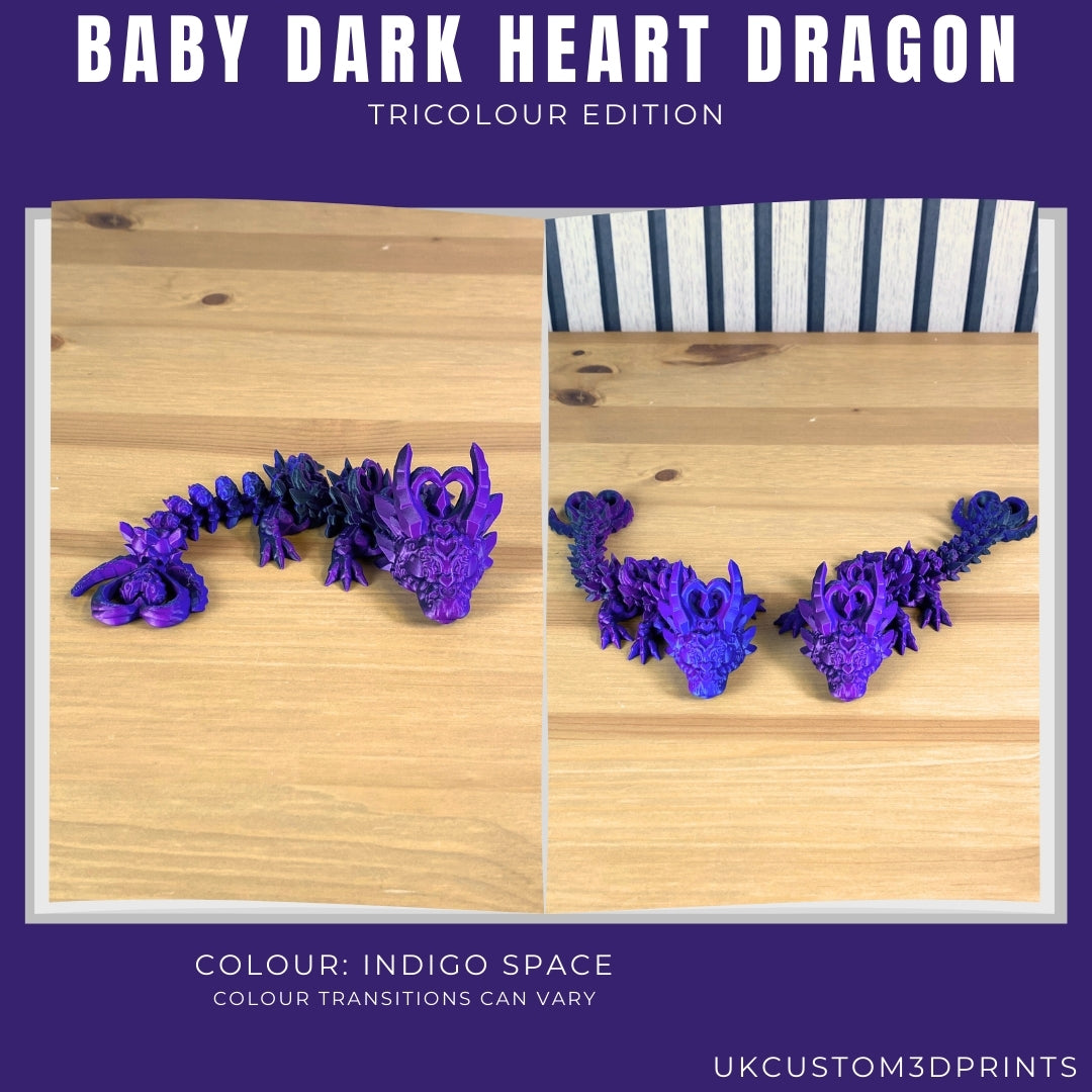 3D Printed - Baby Dark Heart Dragon - TriColour Edition