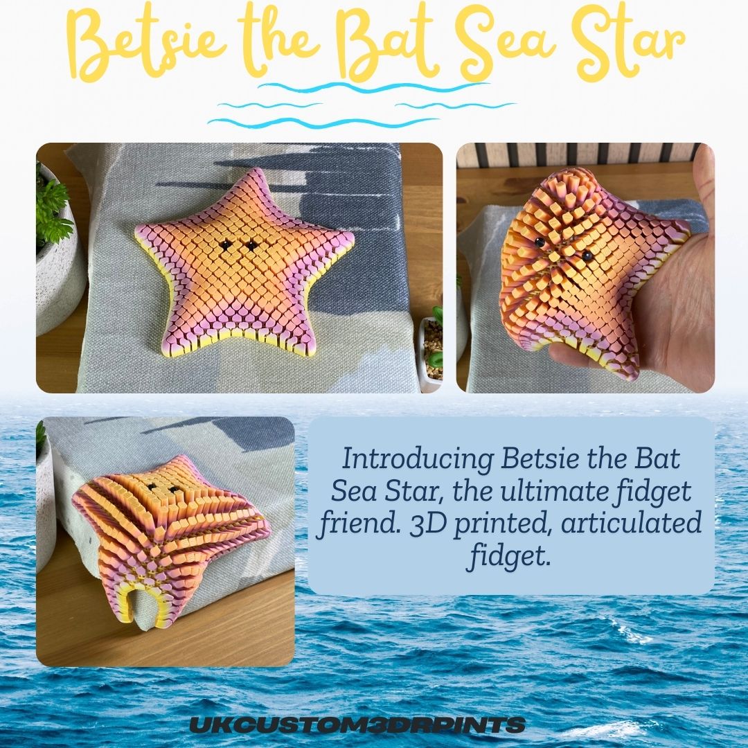 Betsie the Bat Sea Star - 3D Printed Articulated Fidget