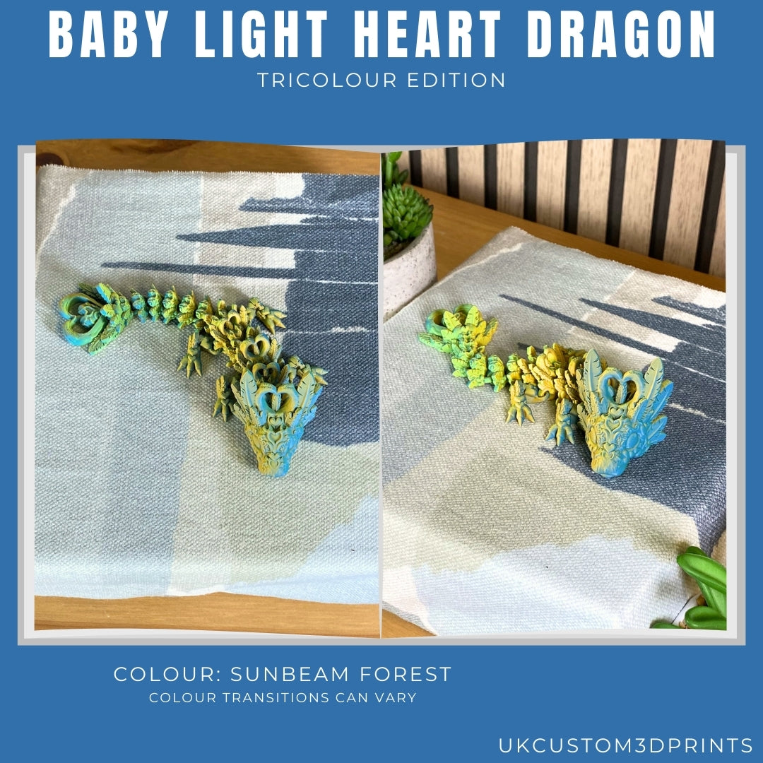 3D Printed - Baby Light Heart Dragon - TriColour Edition