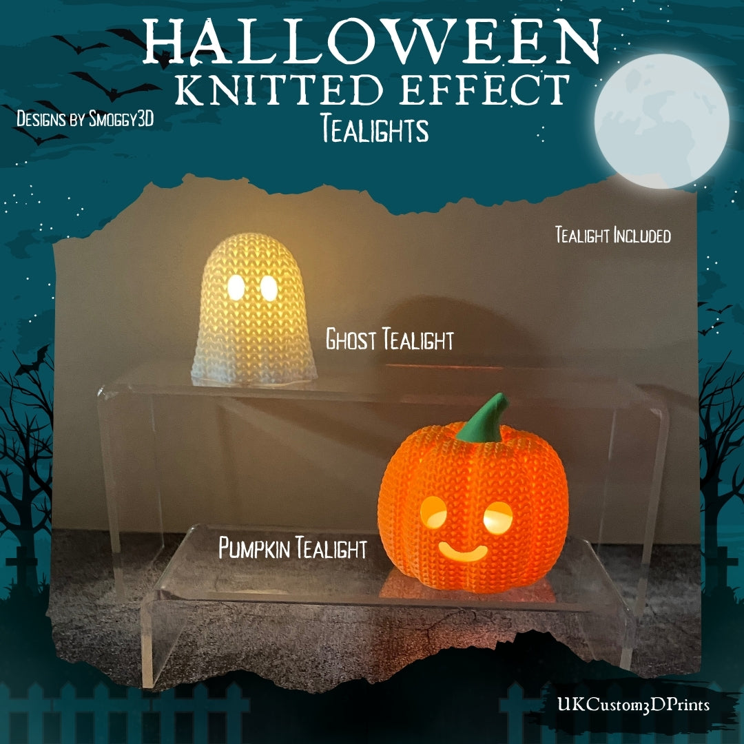 3D Printed Halloween Knitted Effect - Tealights