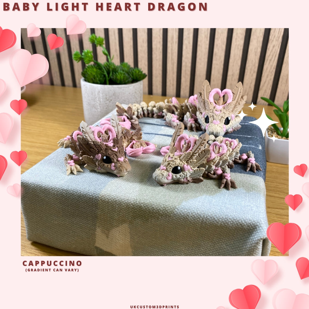 3D Printed - Baby Light Heart Dragon - Articulated Fidget