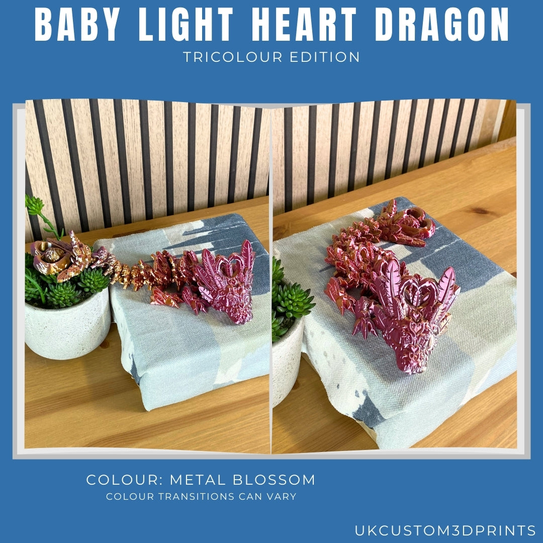 3D Printed - Baby Light Heart Dragon - TriColour Edition