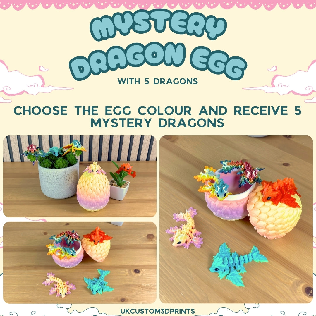 3D Printed Mystery Dragon Egg with 5 Dragons