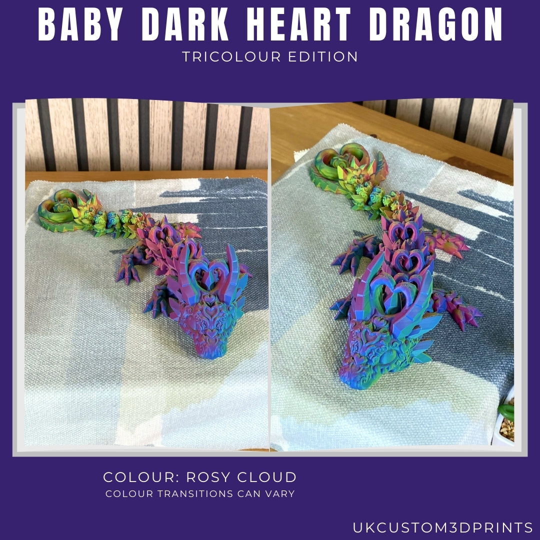 3D Printed - Baby Dark Heart Dragon - TriColour Edition