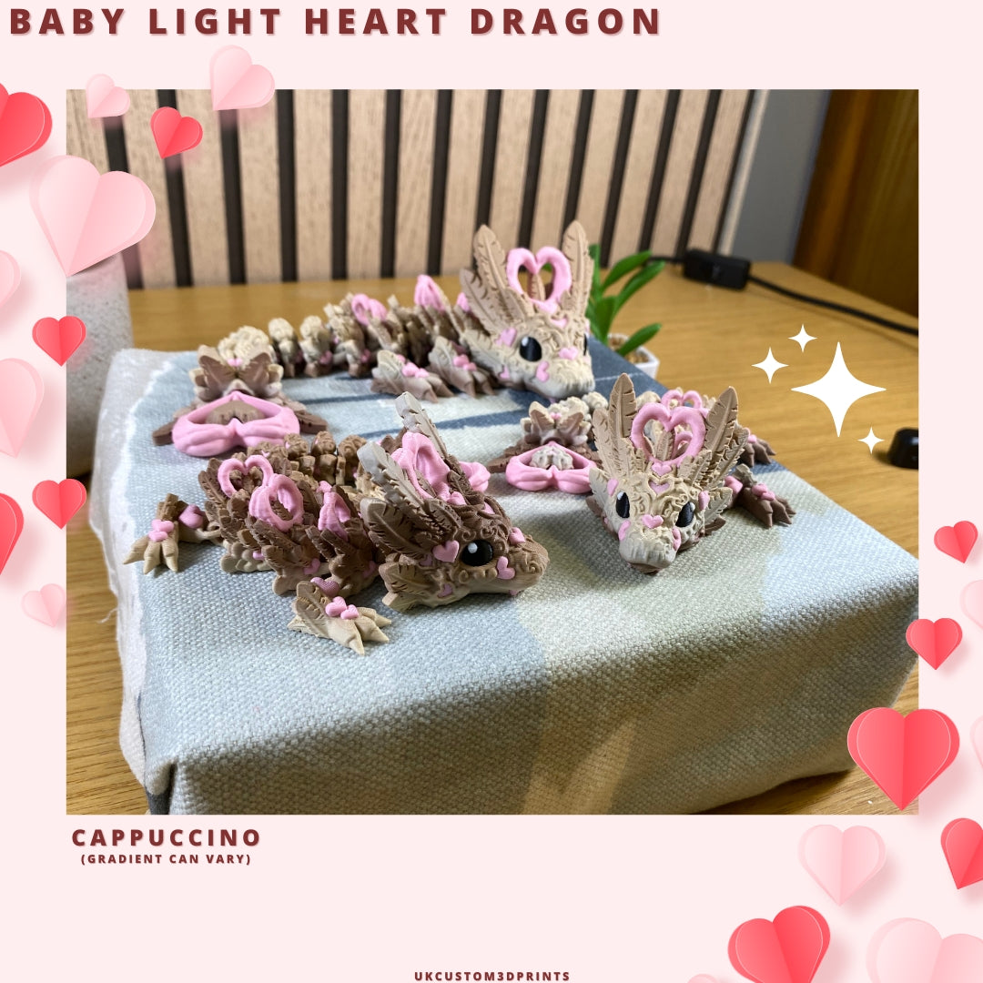 3D Printed - Baby Light Heart Dragon - Articulated Fidget