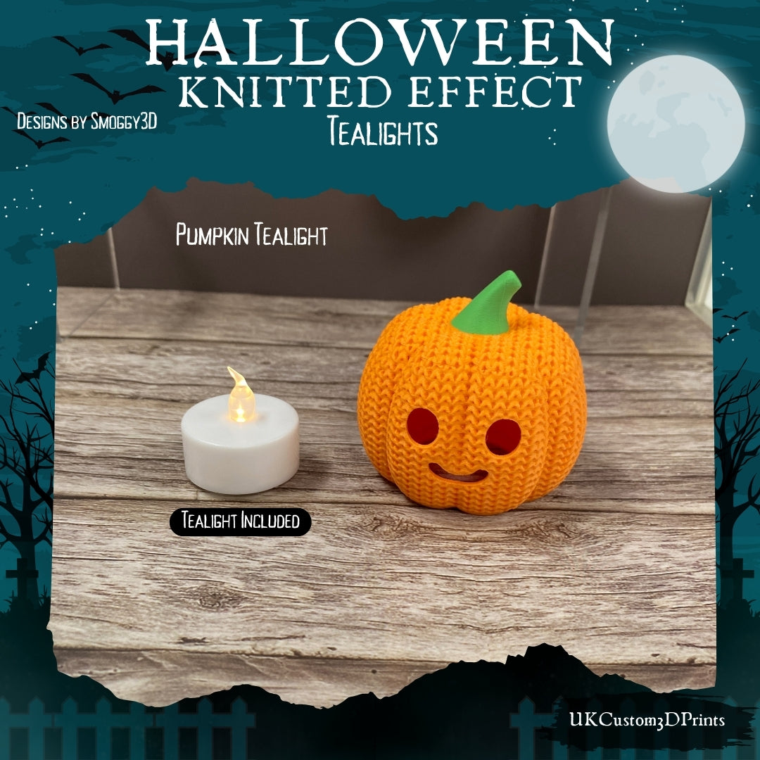 3D Printed Halloween Knitted Effect - Tealights