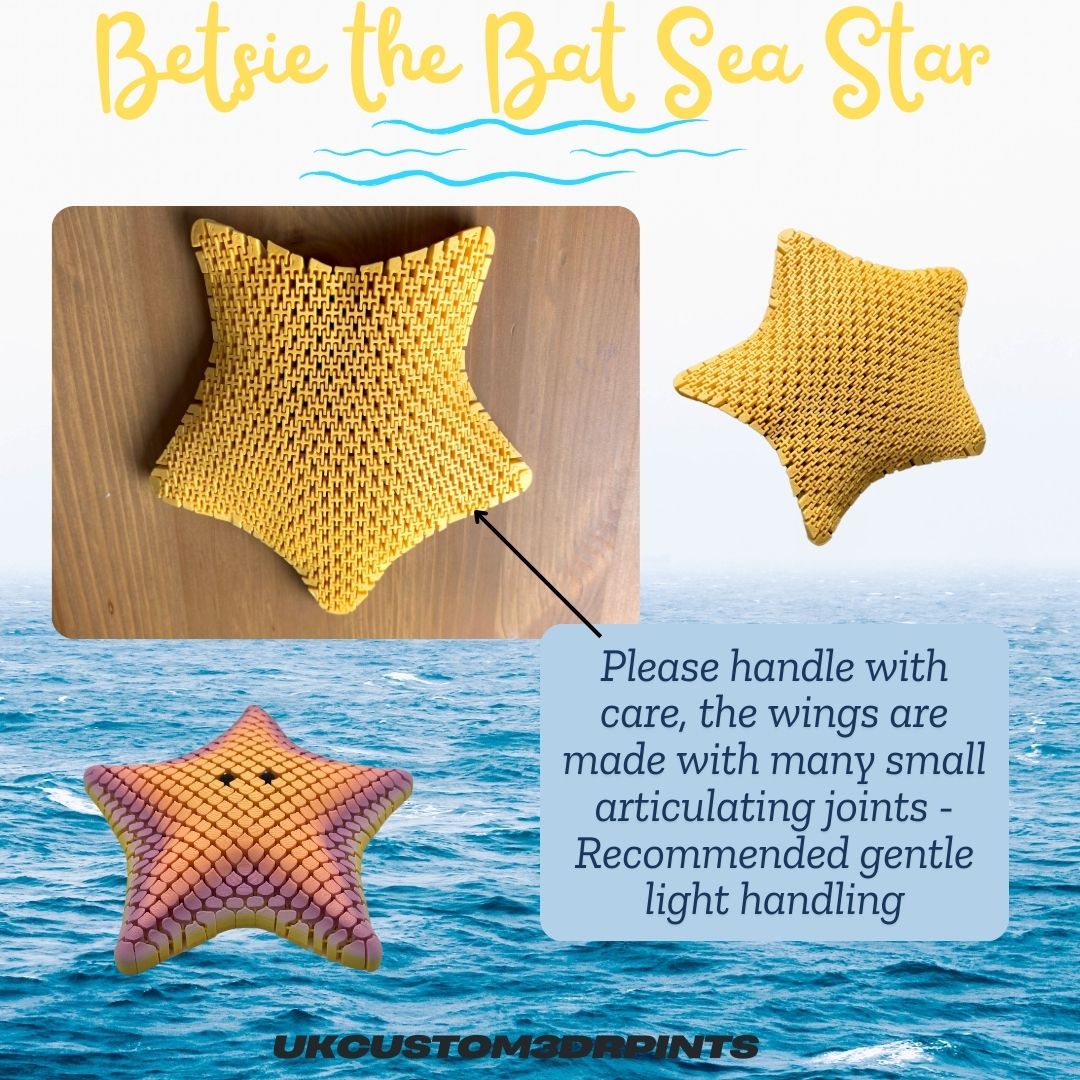 Betsie the Bat Sea Star - 3D Printed Articulated Fidget