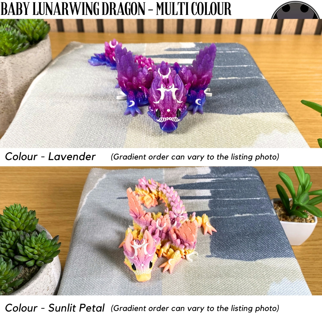 3D Printed Baby Lunarwing Dragon - Multi Colour - Articulated - Fidget Gift