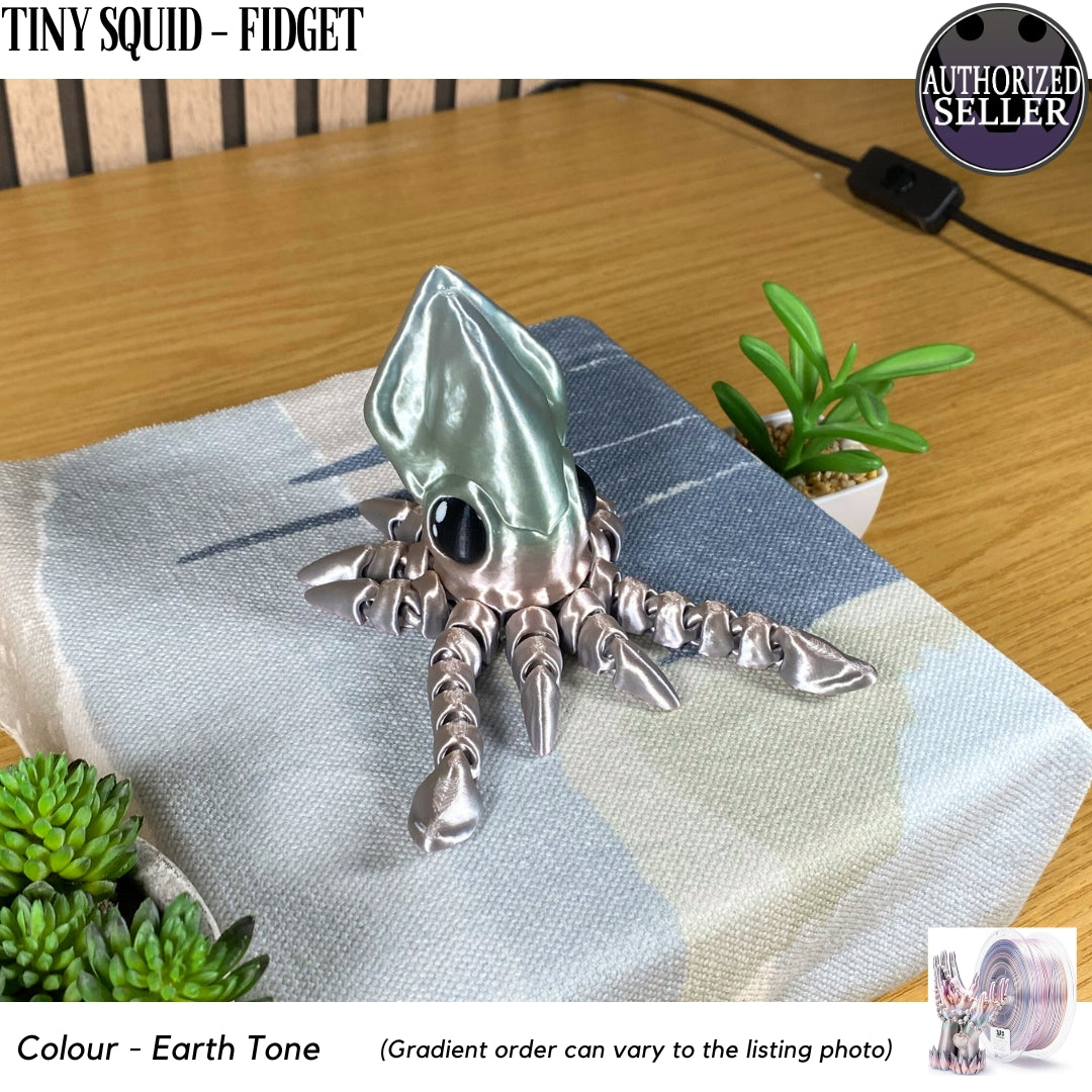 3D Printed Tiny Squid - Articulated - Fidget Gift