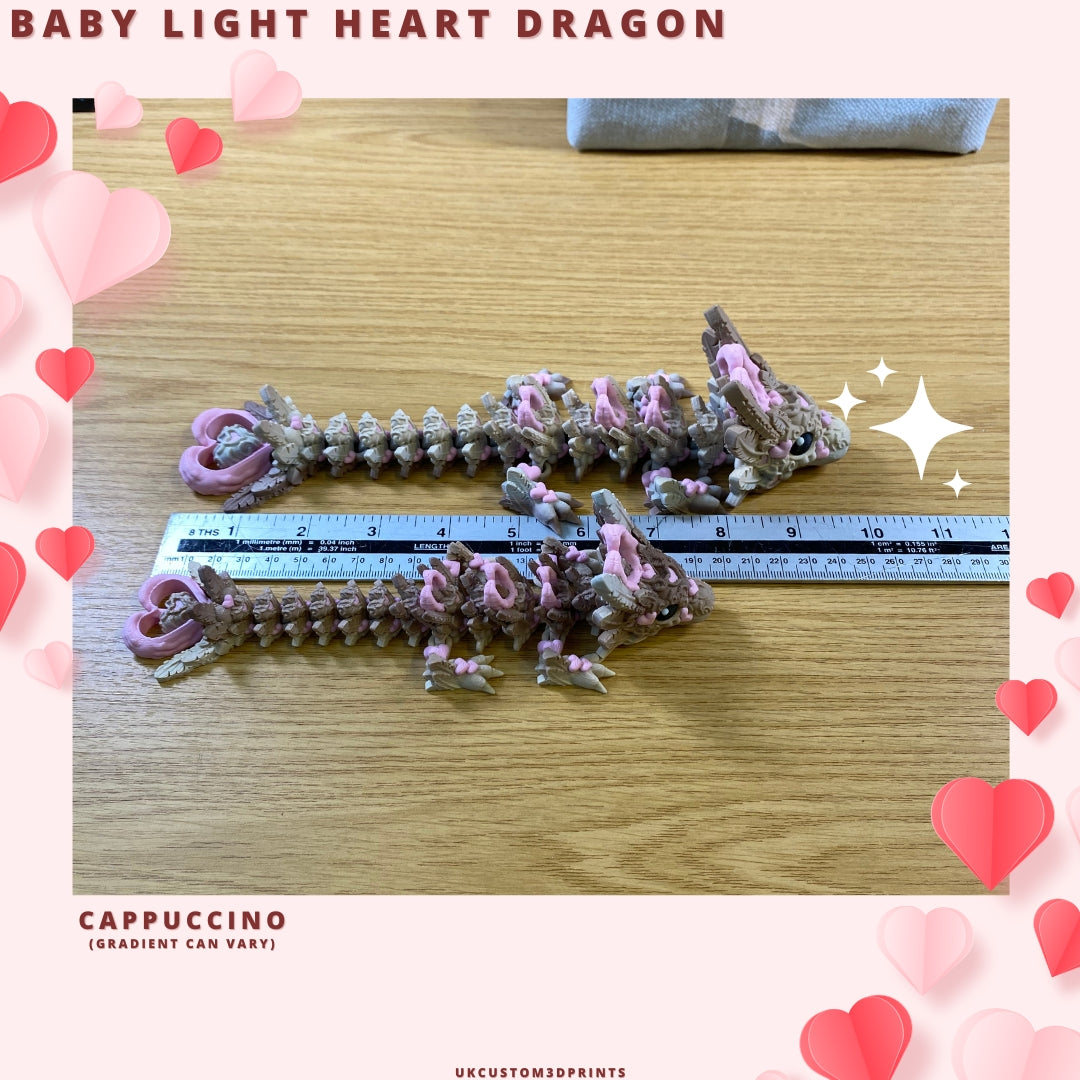 3D Printed - Baby Light Heart Dragon - Articulated Fidget
