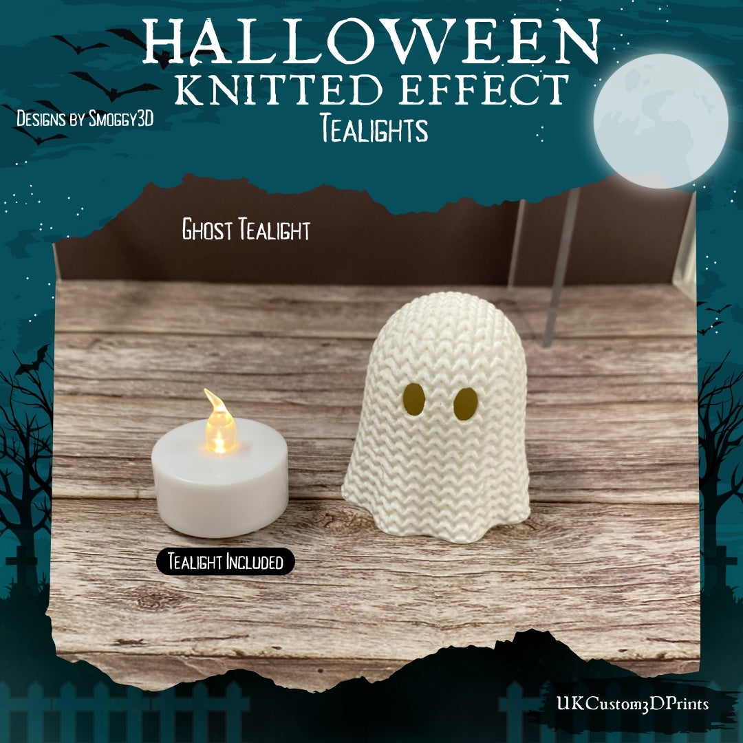 3D Printed Halloween Knitted Effect - Tealights