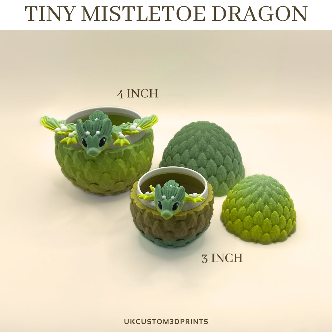 3D Printed - Tiny Mistletoe Dragon - Articulated Fidget - Christmas Gift