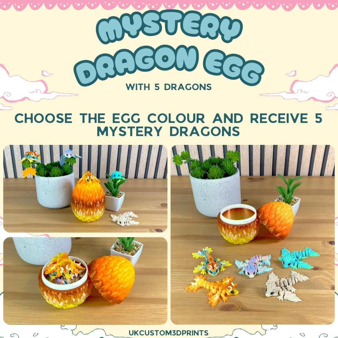 3D Printed Mystery Dragon Egg with 5 Dragons