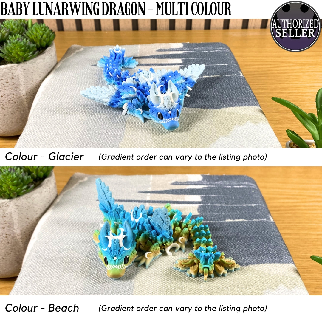 3D Printed Baby Lunarwing Dragon - Multi Colour - Articulated - Fidget Gift