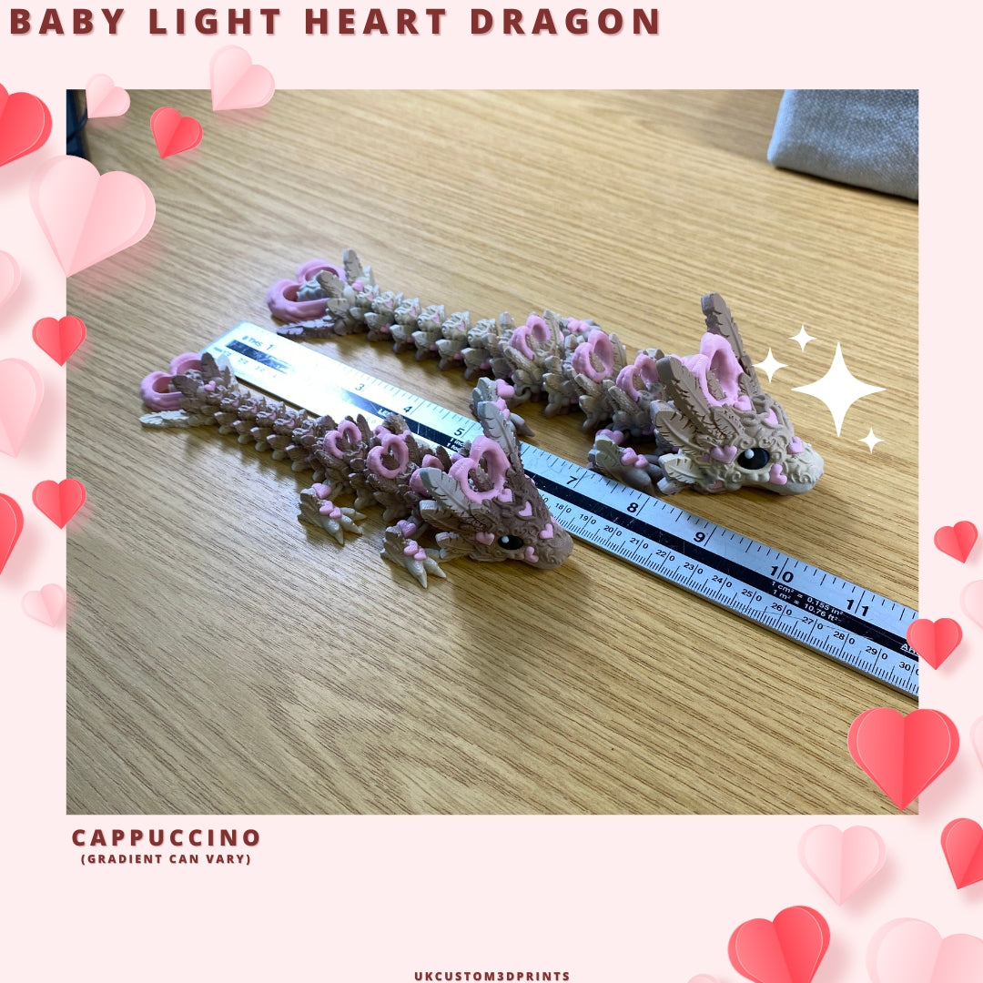 3D Printed - Baby Light Heart Dragon - Articulated Fidget