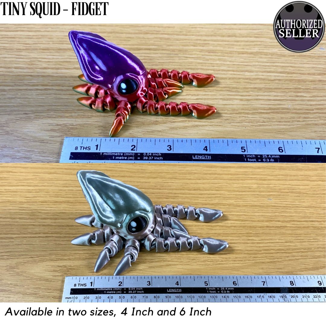 3D Printed Tiny Squid - Articulated - Fidget Gift
