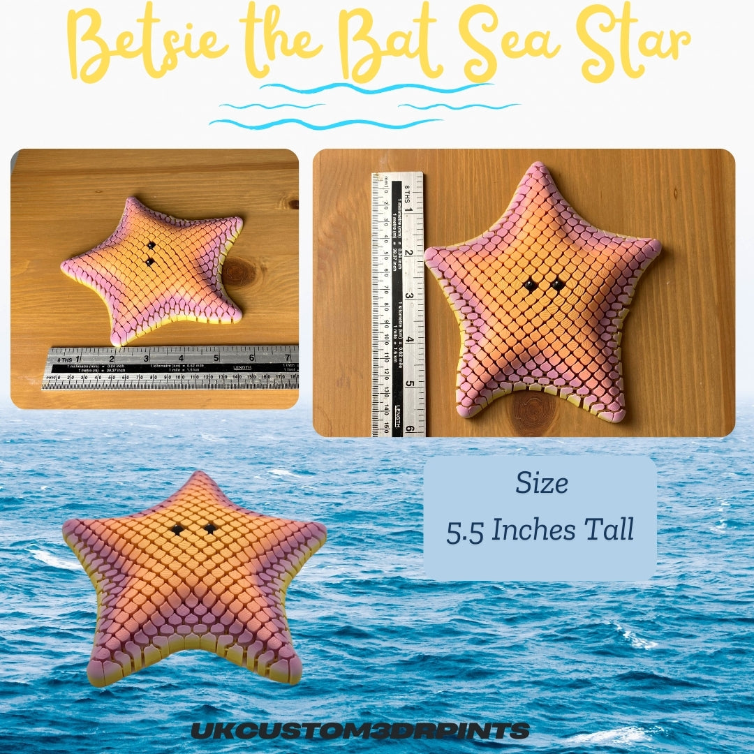 Betsie the Bat Sea Star - 3D Printed Articulated Fidget