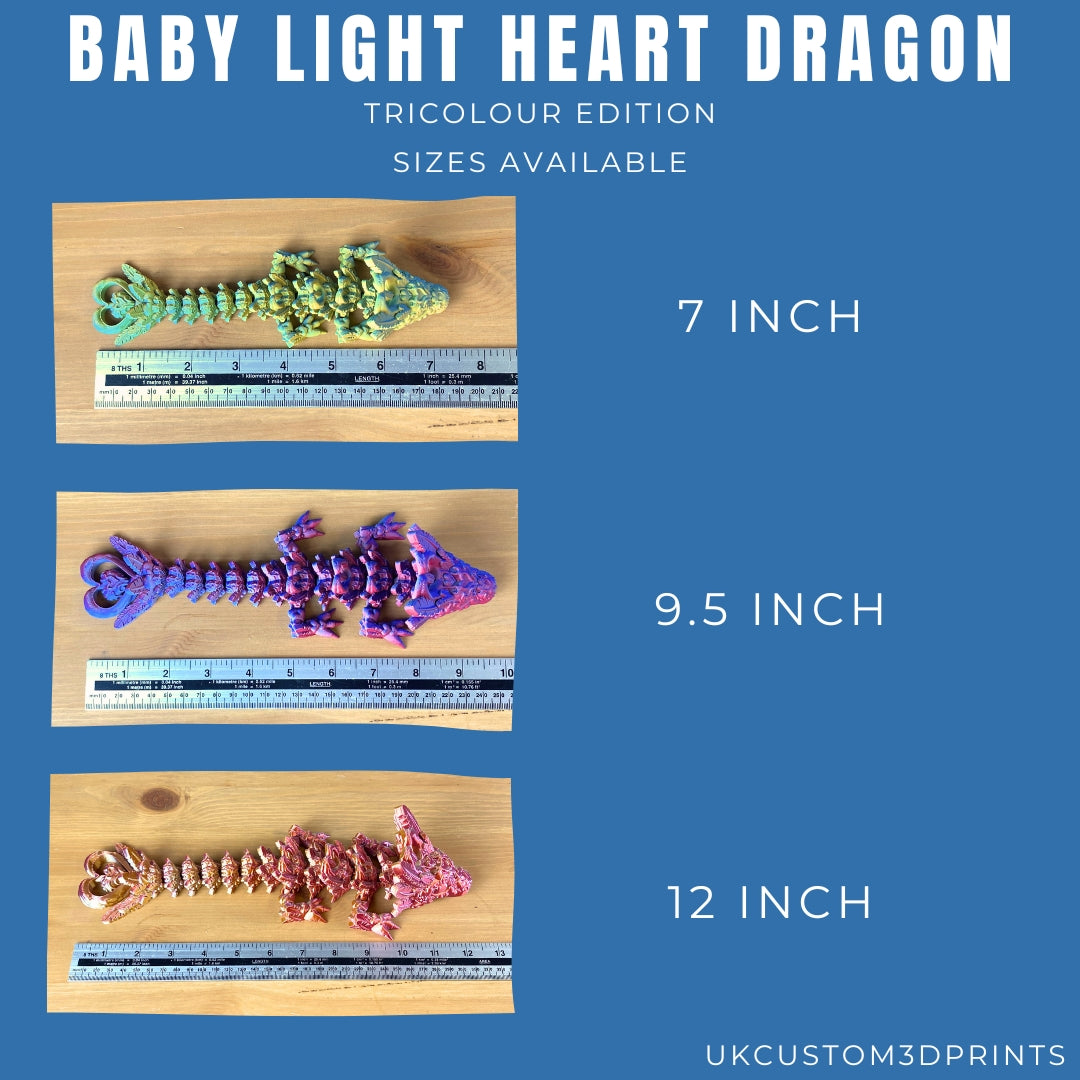 3D Printed - Baby Light Heart Dragon - TriColour Edition