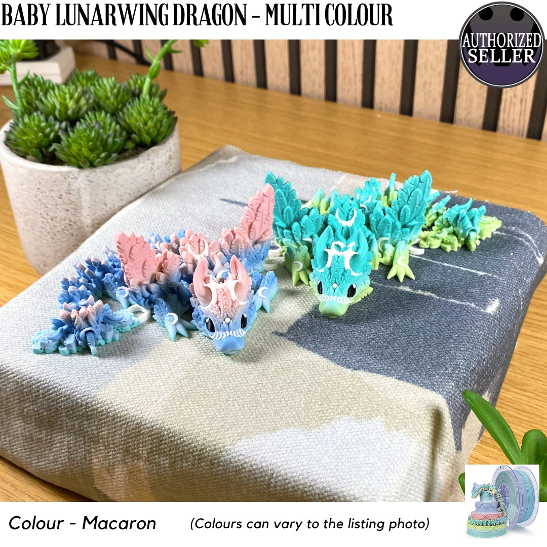 3D Printed Baby Lunarwing Dragon - Multi Colour - Articulated - Fidget Gift
