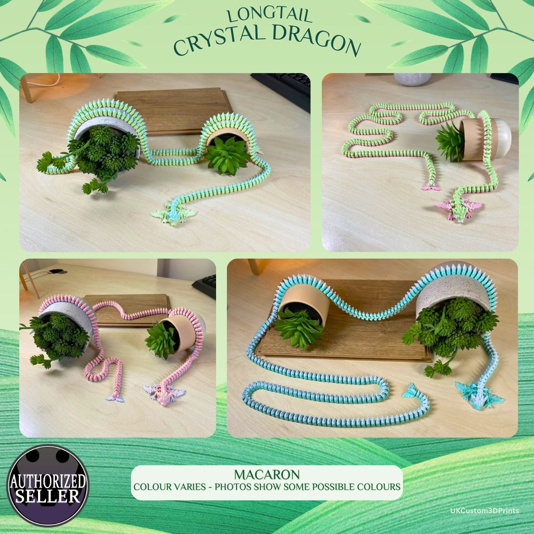 3D Printed - Longtail Crystal Dragon - Articulated Fidget