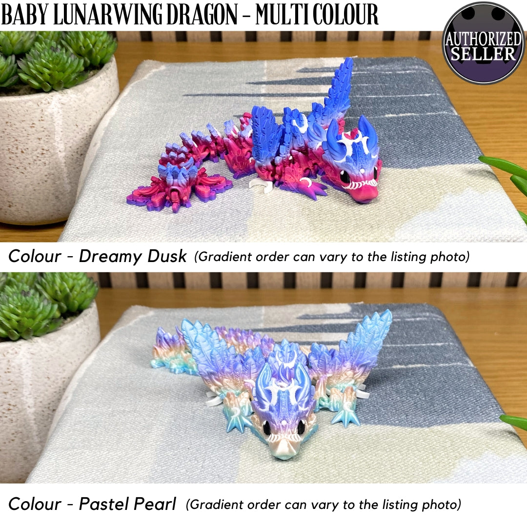 3D Printed Baby Lunarwing Dragon - Multi Colour - Articulated - Fidget Gift