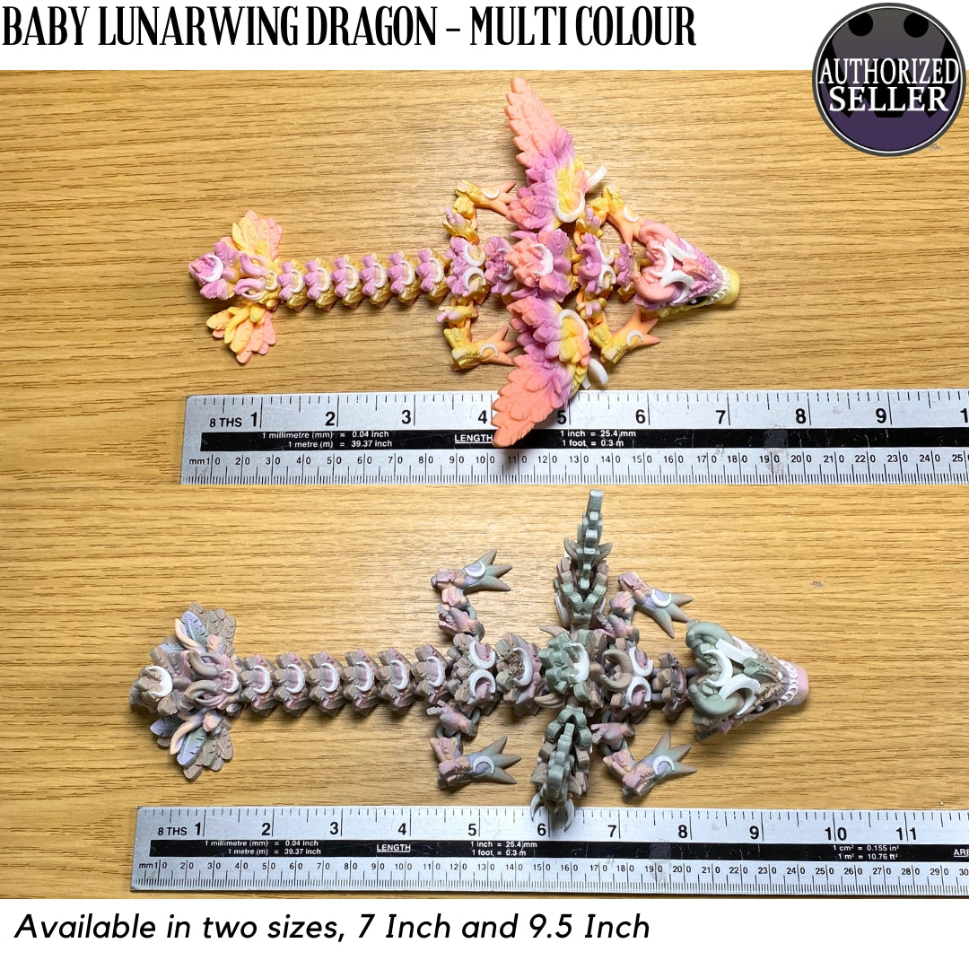 3D Printed Baby Lunarwing Dragon - Multi Colour - Articulated - Fidget Gift