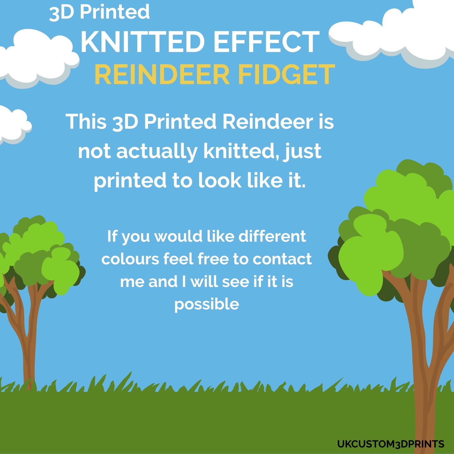3D Printed Knitted Effect Reindeer Fidget