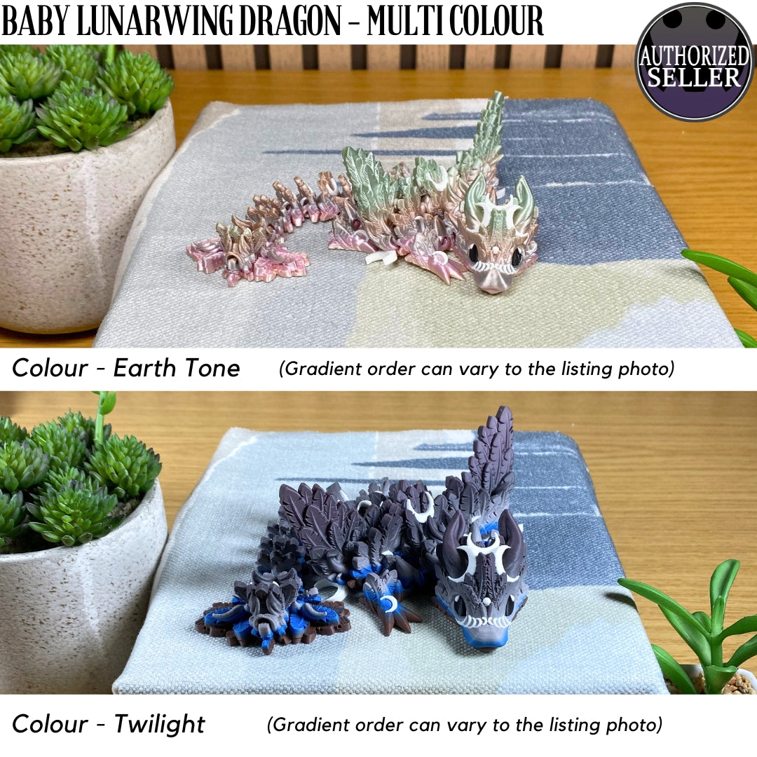 3D Printed Baby Lunarwing Dragon - Multi Colour - Articulated - Fidget Gift