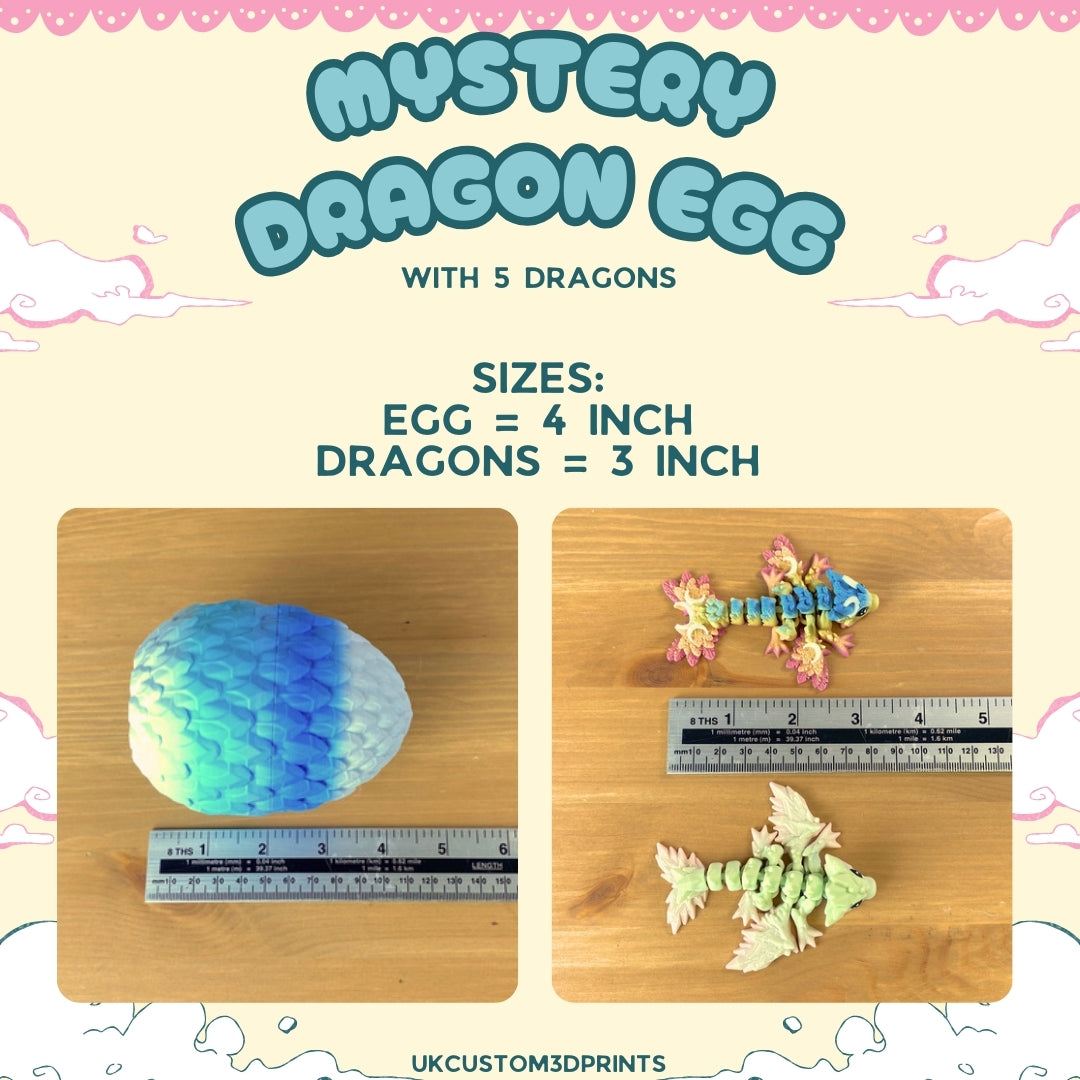 3D Printed Mystery Dragon Egg with 5 Dragons