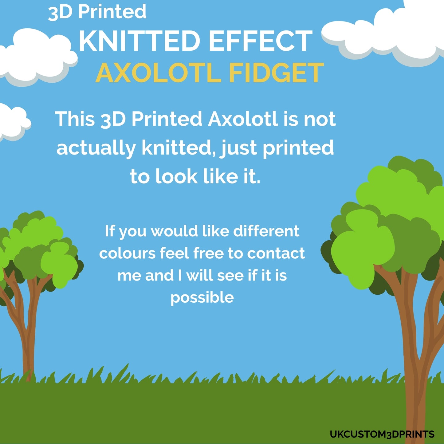 3D Printed Knitted Effect Axolotl Fidget