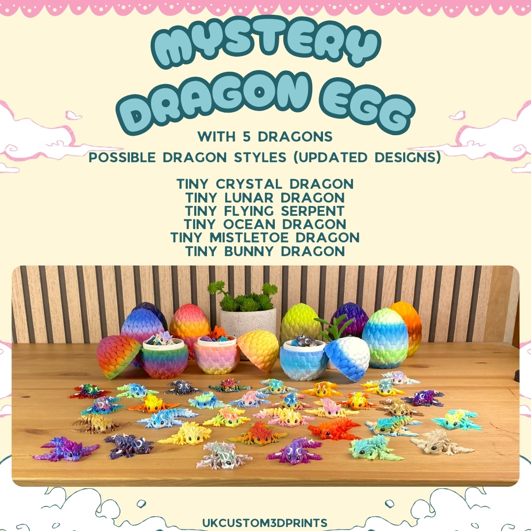 3D Printed Mystery Dragon Egg with 5 Dragons