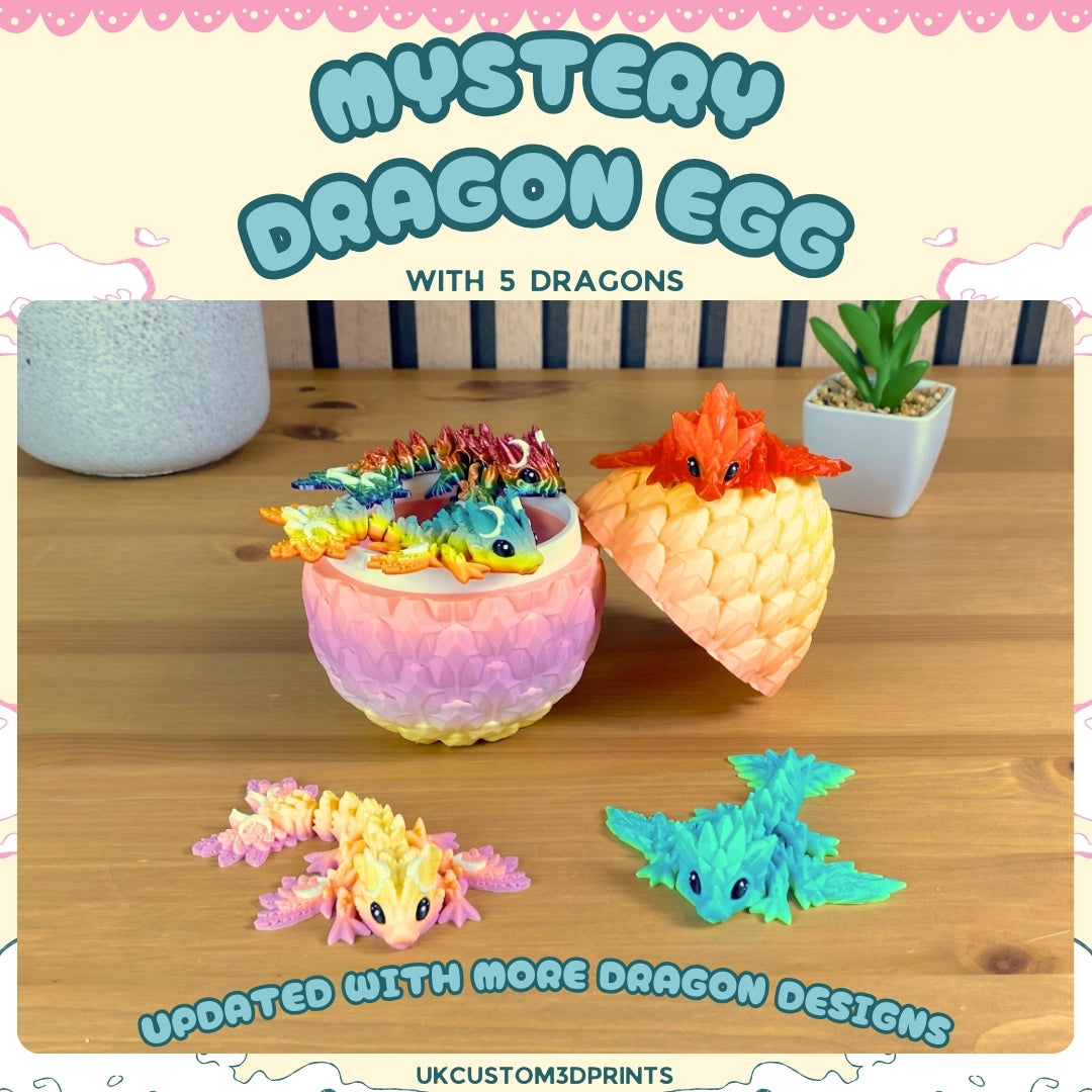 3D Printed Mystery Dragon Egg with 5 Dragons
