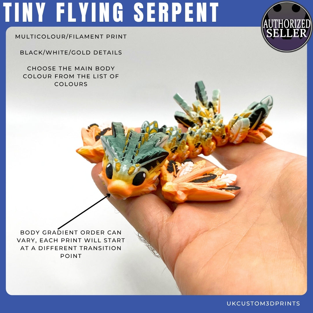 3D Printed Tiny Flying Serpent and Egg - Articulated - Fidget Gift