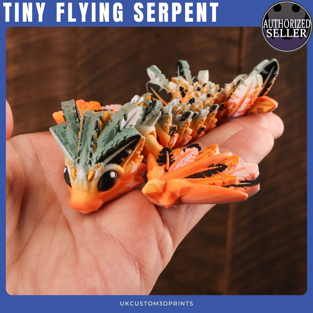3D Printed Tiny Flying Serpent and Egg - Articulated - Fidget Gift