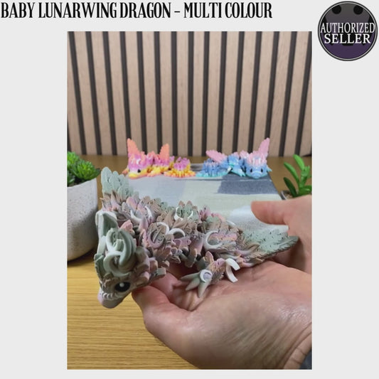 3D Printed Baby Lunarwing Dragon - Multicolour - Articulated - Fidget Gift