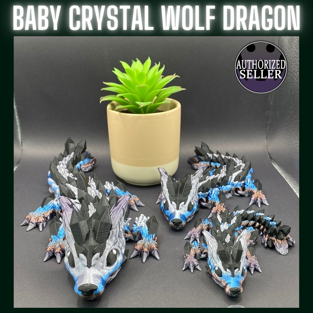 Baby Crystal Wolf Dragon - Articulated - fidget - gift