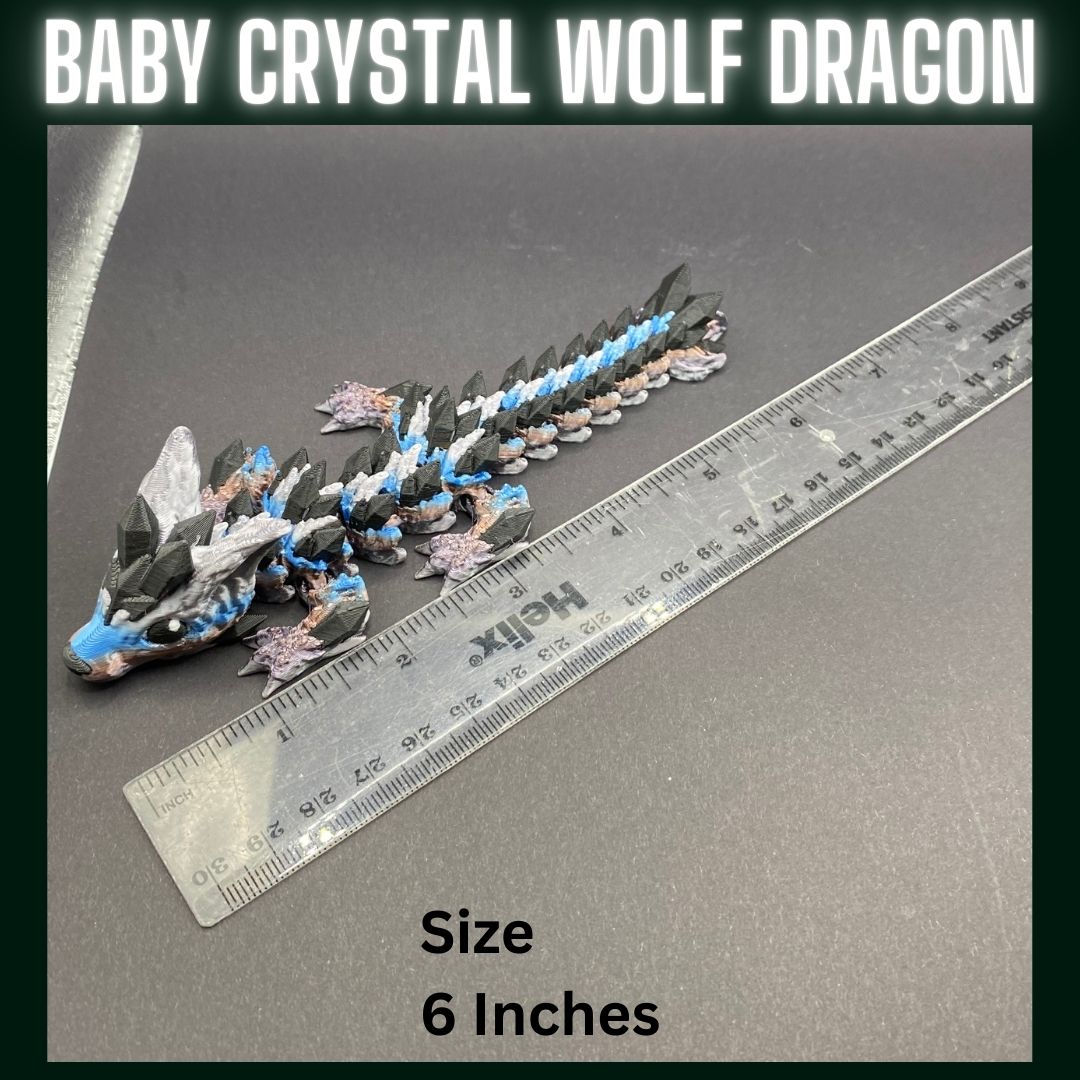 Baby Crystal Wolf Dragon - Articulated - fidget - gift