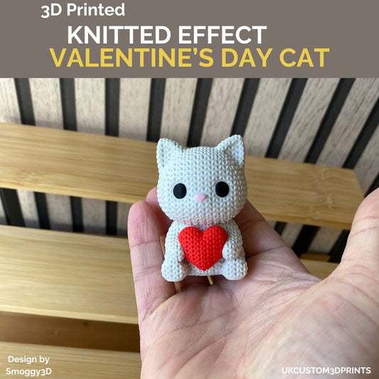 3D Printed Valentine's Day Cat - Knitted Effect