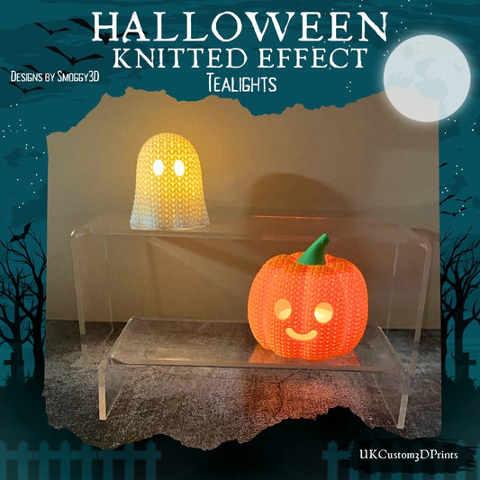3D Printed Halloween Knitted Effect - Tealights