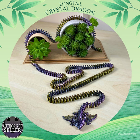 3D Printed - Longtail Crystal Dragon - Articulated Fidget