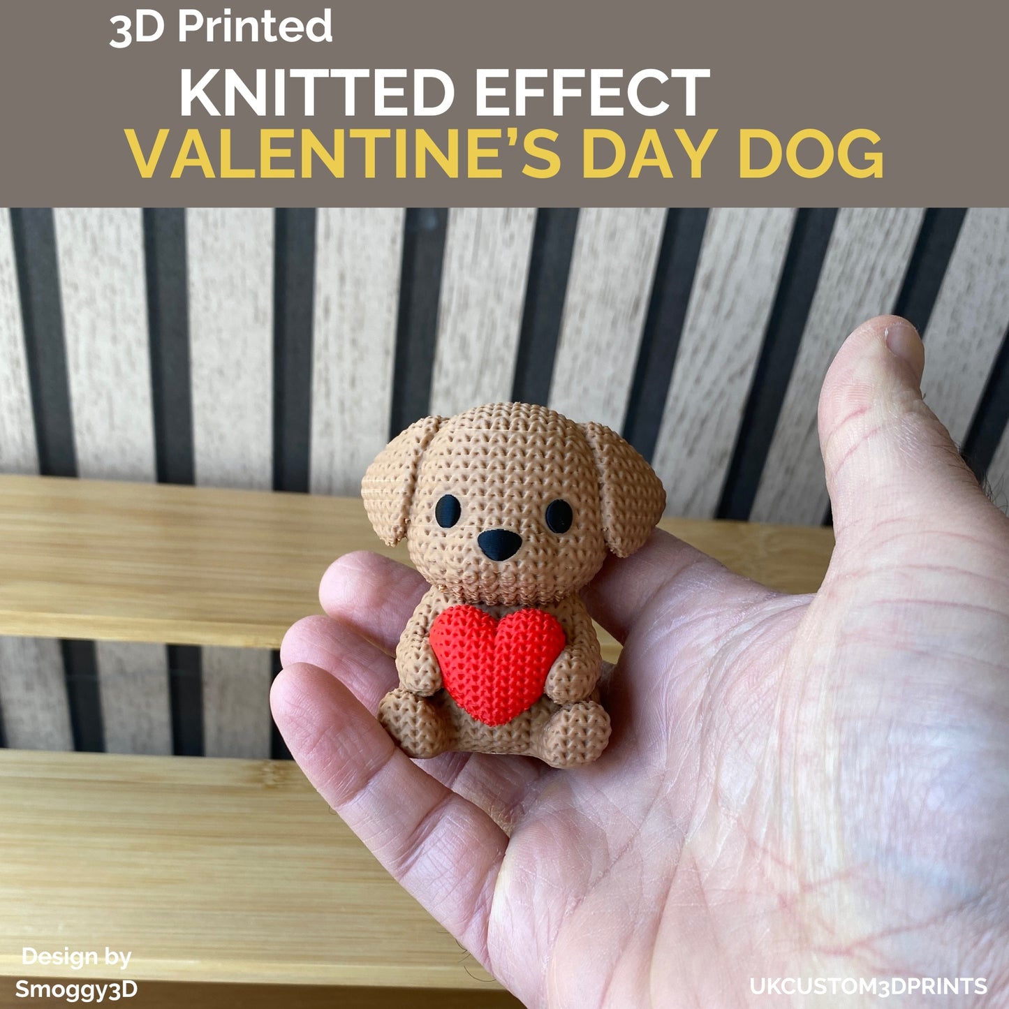 3D Printed Valentine's Day Dog - Knitted Effect