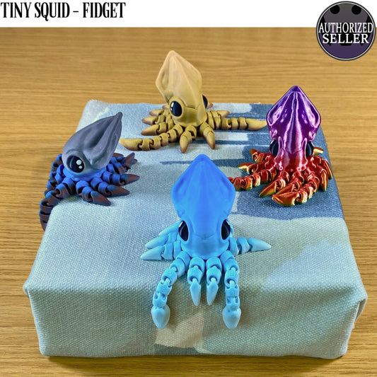 3D Printed Tiny Squid  - Articulated - Fidget Gift